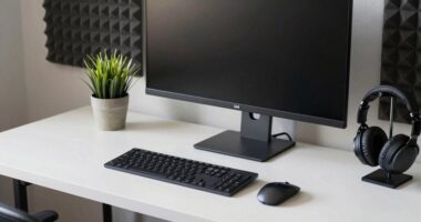 organized recording workspace setup